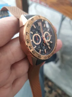 Tag Heuer Carrera 01 Mens Chronograph Watch Skeleton Dial Rose Gold