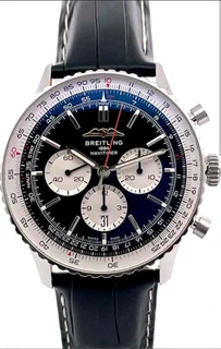 Breitling Navitimer Mens 46mm Chronograph Watch Black Panda Dial