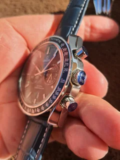 Omega Speedmaster Chronograph Mens Watch Steel Blue