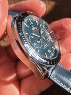 Omega Speedmaster Chronograph Mens Watch Steel Blue