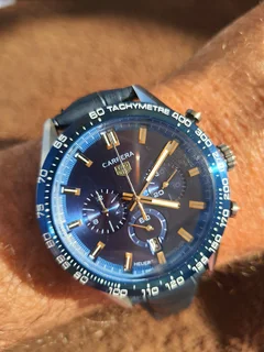 Tag Heuer Carrera Mens Chronograph Watch Blue sunburst Dial
