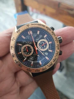 Tag Heuer Carrera 01 Mens Chronograph Watch Skeleton Dial Rose Gold