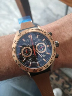 Tag Heuer Carrera 01 Mens Chronograph Watch Skeleton Dial Rose Gold