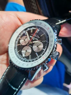 Breitling Navitimer Mens 46mm Chronograph Watch Black Panda Dial