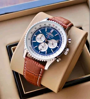 Breitling Navitimer Mens 46mm Chronograph Watch Blue Panda Dial
