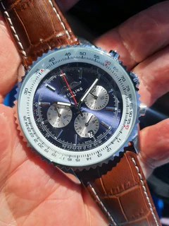 Breitling Navitimer Mens 46mm Chronograph Watch Blue Panda Dial