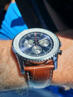 Breitling Navitimer Mens 46mm Chronograph Watch Blue Panda Dial