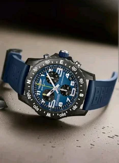 Breitling Endurance Pro 44mm Mens Sports Chronograph Watch Black with Blue Dial and Blue Rubber stra
