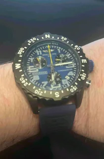 Breitling Endurance Pro 44mm Mens Sports Chronograph Watch Black with Blue Dial and Blue Rubber stra