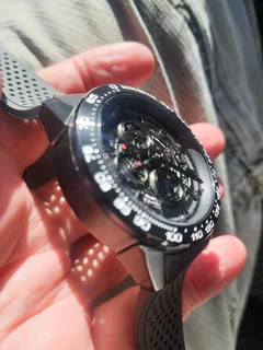 Tag Heuer Carrera 01 Mens Chronograph Watch Skeleton Dial Rubber strap