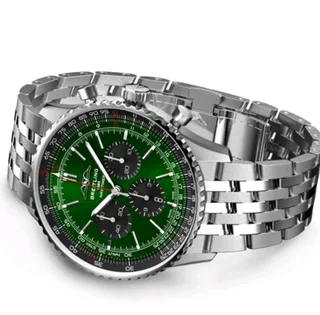 Breitling Navitimer Mens 46mm Chronograph Watch Sunburst Green Dial