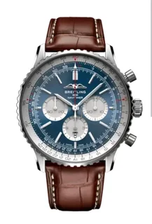 Breitling Navitimer Mens 46mm Chronograph Watch Blue Panda Dial