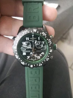 Breitling Endurance Pro 44mm Mens Sports Chronograph Watch Black with Green Rubber Strap