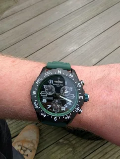 Breitling Endurance Pro 44mm Mens Sports Chronograph Watch Black with Green Rubber Strap