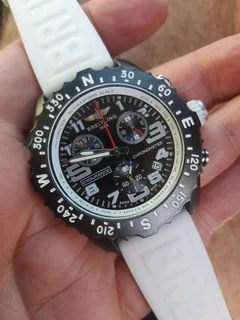 Breitling Endurance Pro 44mm Mens Sports Chronograph Watch Black with White Rubber Strap