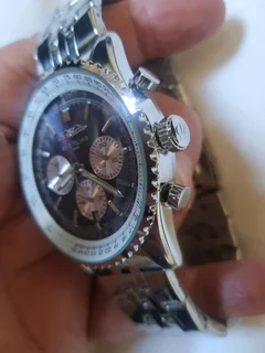 Breitling Navitimer Mens 46mm Chronograph Watch Blue Panda Dial