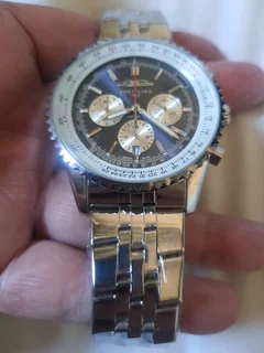 Breitling Navitimer Mens 46mm Chronograph Watch Blue Panda Dial