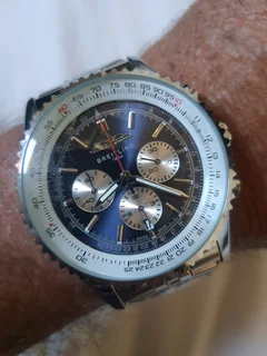 Breitling Navitimer Mens 46mm Chronograph Watch Blue Panda Dial