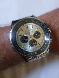 Breitling Navitimer Mens 46mm Chronograph Watch Steel Mint Green Panda Dial