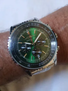 Breitling Navitimer Mens 46mm Chronograph Watch Sunburst Green Dial