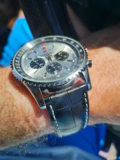 Breitling Navitimer Mens 46mm Chronograph Watch Silver Panda Dial