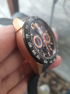 Tag Heuer Carrera 01 Mens Chronograph Watch Skeleton Dial Rubber strap