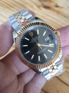 Rolex Datejust Two Tone Black Dial Mens Automatic Watch