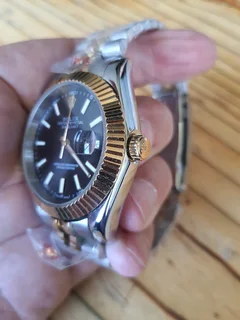 Rolex Datejust Two Tone Black Dial Mens Automatic Watch