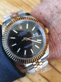 Rolex Datejust Two Tone Black Dial Mens Automatic Watch
