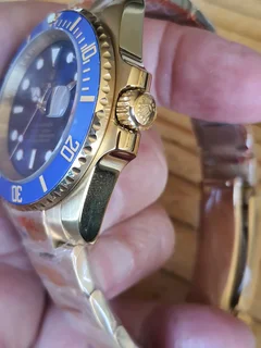 Rolex Submariner Mens Gold Automatic Watch Blue Dial