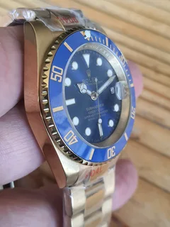 Rolex Submariner Mens Gold Automatic Watch Blue Dial