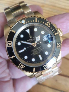 Rolex Submariner Mens Gold Automatic Watch Black Dial
