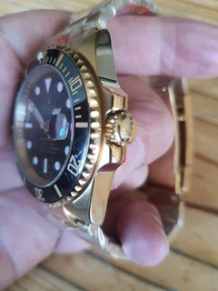 Rolex Submariner Mens Gold Automatic Watch Black Dial