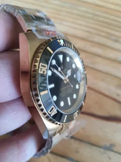 Rolex Submariner Mens Gold Automatic Watch Black Dial