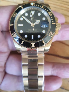 Rolex Submariner Mens Gold Automatic Watch Black Dial