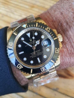 Rolex Submariner Mens Gold Automatic Watch Black Dial
