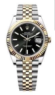 Rolex Datejust Two Tone Black Dial Mens Automatic Watch