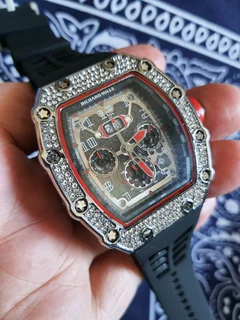 Richard Mille RM11 Diamond Bezel Chronograph Watch Rubber strap