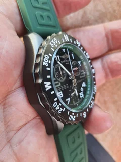 Breitling Endurance Pro 44mm Mens Sports Chronograph Watch Black with Green Rubber strap