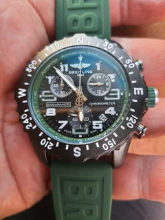 Breitling Endurance Pro 44mm Mens Sports Chronograph Watch Black with Green Rubber strap