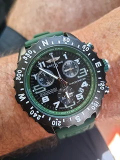 Breitling Endurance Pro 44mm Mens Sports Chronograph Watch Black with Green Rubber strap
