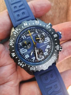 Breitling Endurance Pro 44mm Mens Sports Chronograph Watch Black with Blue Dial and Blue Rubber