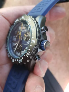 Breitling Endurance Pro 44mm Mens Sports Chronograph Watch Black with Blue Dial and Blue Rubber