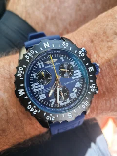 Breitling Endurance Pro 44mm Mens Sports Chronograph Watch Black with Blue Dial and Blue Rubber