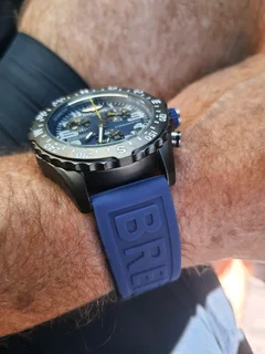 Breitling Endurance Pro 44mm Mens Sports Chronograph Watch Black with Blue Dial and Blue Rubber