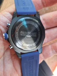 Breitling Endurance Pro 44mm Mens Sports Chronograph Watch Black with Blue Dial and Blue Rubber