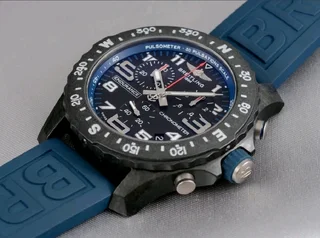 Breitling Endurance Pro 44mm Mens Sports Chronograph Watch Black with Blue Dial and Blue Rubber