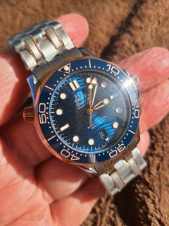 Omega Seamaster Professional 300m Mens Two Tone Automatic Watch Blue Dial