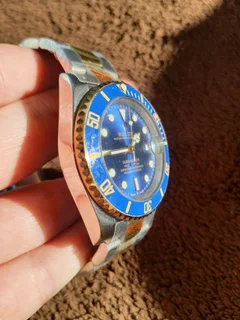 Rolex Submariner Two Tone &#34;Bluesy&#34; Mens Automatic Watch Blue Dial
