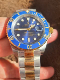 Rolex Submariner Two Tone &#34;Bluesy&#34; Mens Automatic Watch Blue Dial
